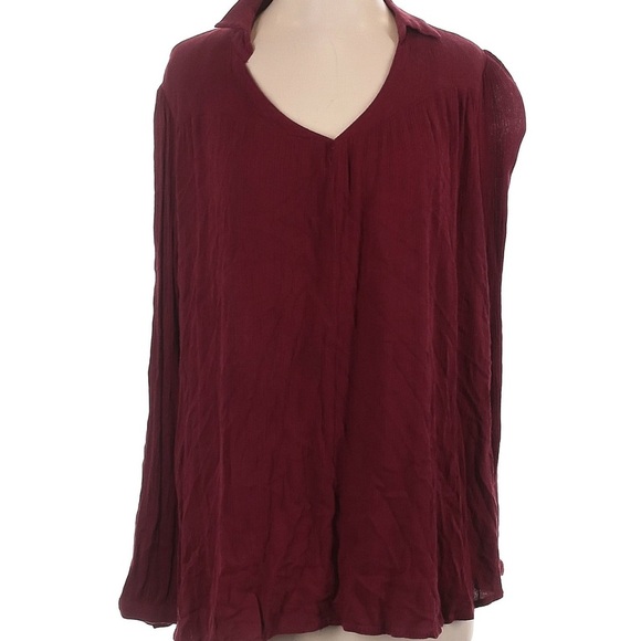 Umgee Deep Red V-Neck Blouse Size Medium - Picture 1 of 4